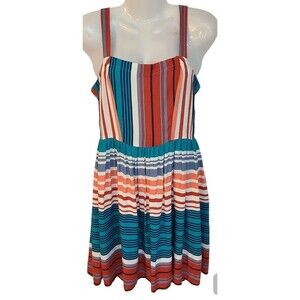 Gypsies & Moondust Womens S Multicolor Striped Sleeveless A-Line Sun Dress Beach